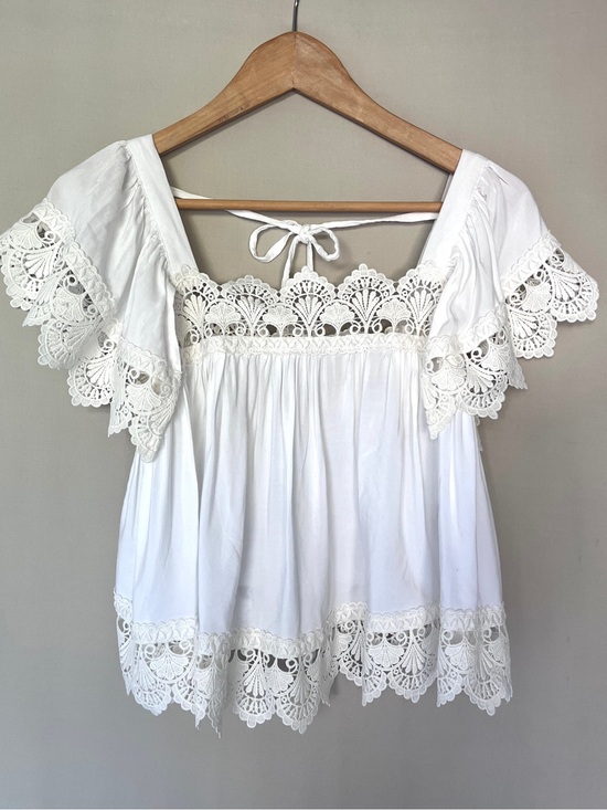 Moon River Tops - Moon River Ivory Lace Boho Blouse Romantic Cottagecore Top XS